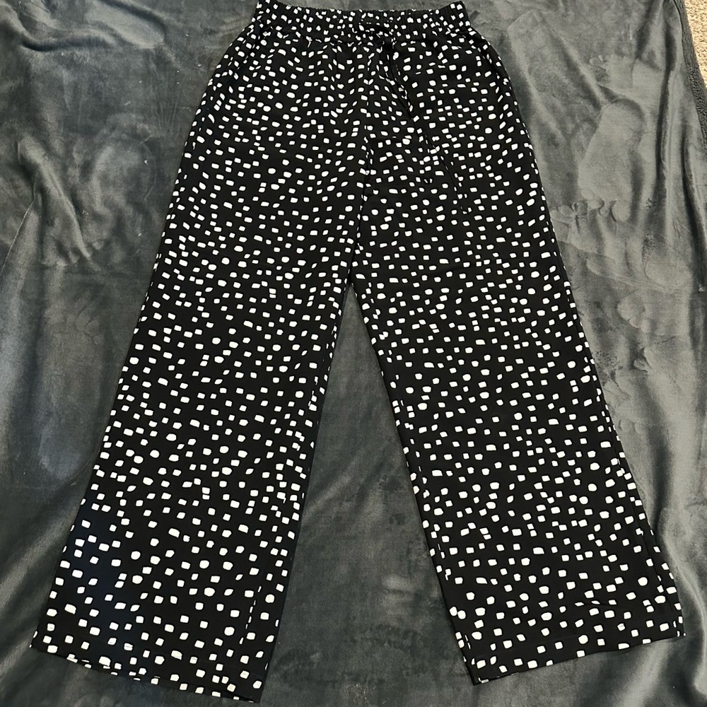 Sanctuary Draw String Black and White Polka Dot Pants